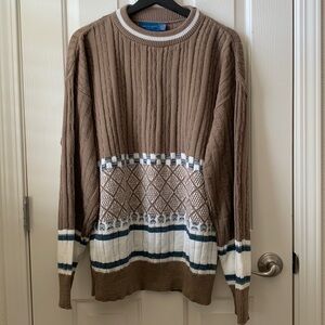 Towncraft Men Vintage cable knit coastal sweater Neutral brown Large